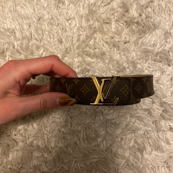 Louis Vuitton Accessories - Louis Vuitton Dark Brown Monogram Belt with Gold Buckle